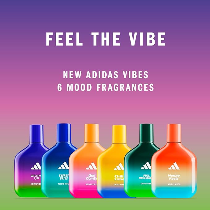 Adidas Vibes Spark Up Eau de Parfum 1.6 fl oz (Pack of 1), Notes of Fruity Floral, Orange, and Black Pepper, Unisex Fragrance, Long Lasting, Sporty Fragrance, Travel Size