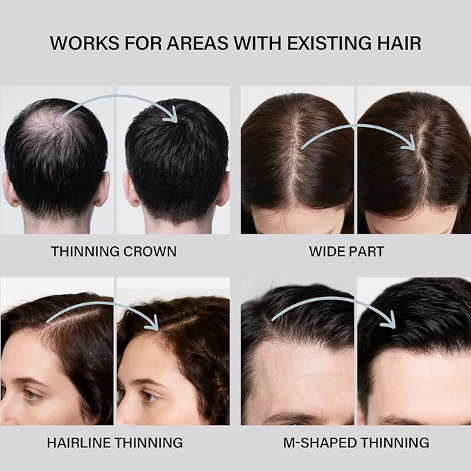 Hair Building Fibers for Thinning Hair for Men Women, 2-in-1 Kit- Enhancements Barber Spray, Thicker Fuller Hair Beard & Hairlines Instantly with Spray Applicator Pump Nozzle, Natural Formula (Black)