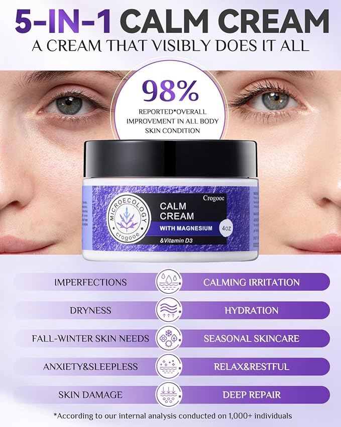 2025 Updated Magnesium Cream for Sleep: Nighttime Magnesium Lotion, Deep Hydration, Skin Care for Kid, Men, Women (Lavender)，2PC