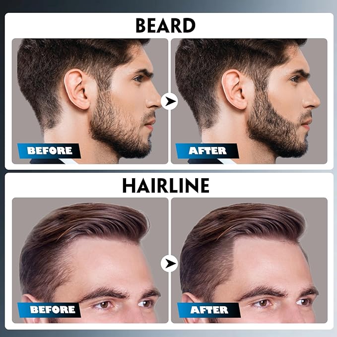 Beard Pencil Filler for Men Black - Beard Pen with Beard Brush, Barber Pencil Long-Lasting & Waterproof Mens Grooming Kits Create Natural Beard Color Gifts for Men, Mens Gifts Ideas (Black)