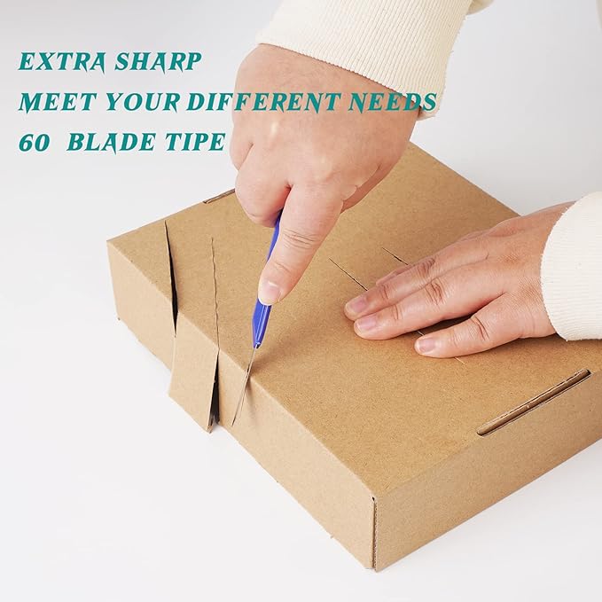 24-Pack Retractable Box Cutter | 9mm Snap-Off Blades with Lightweight Design | Carton/Plastic Opener for Home & Office | Exacto Knife Box Opener