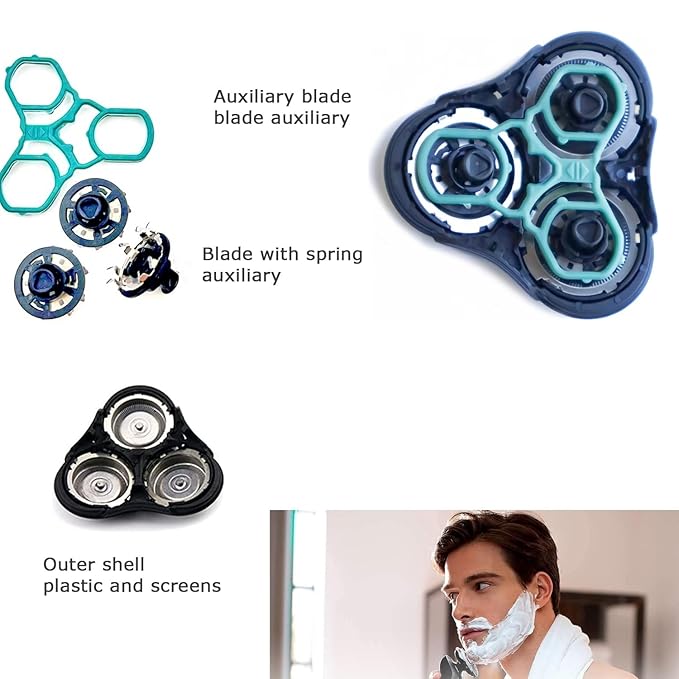 RQ11 Replacement Heads Compatible with Philips Norelco Sensotouch Replacement Blades Compatible with Qq11 Sensotouch 2D Electric Shaver 1100 Series,1150x, 1160x, 1170x 1180x,(2 Head)