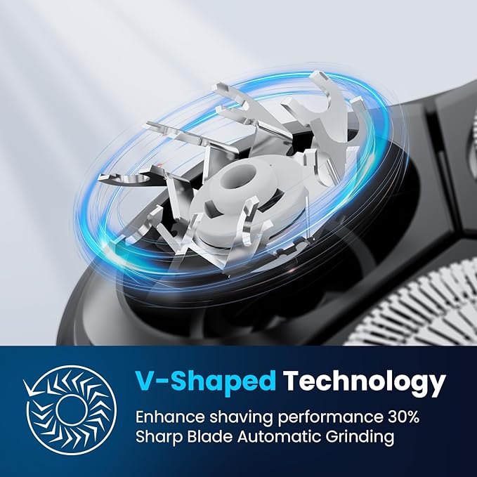 Electric Razor for Men with Pop-Up Trimmer, Rechargeable IPX7 Waterproof Electric Shaver, Fast Charging Shavers for Men, 120Mins Runtime, Gentle on Sensitive Skin