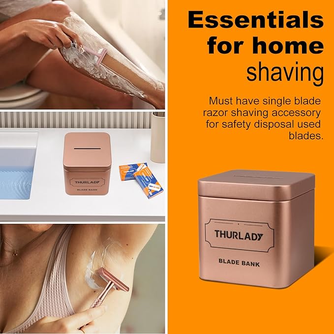 Razor Blade Disposal Container, Rose Gold, Large Capacity, Holds Over 500 Blades, Safe & Recyclable
