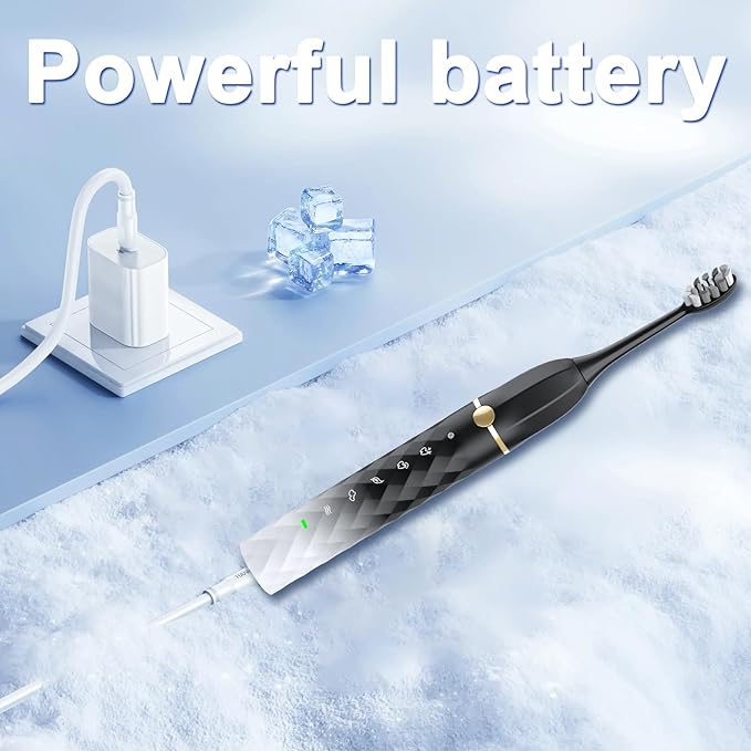 Electric Toothbrush Set, Equipped with 10 Brush Heads and Travel case, IPX8 Waterproof, 2-Minute Timer, 42000 high-Frequency Vibrations, 5 Modes, The First Choice for Gift Giving