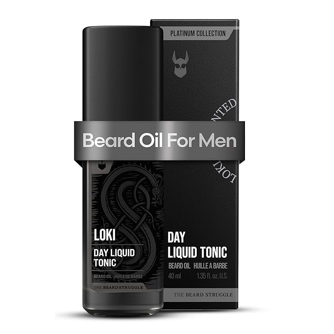 Beard Oil for Men by Beard Struggle - Day Liquid Tonic Beard Growth Oil - Moisture & Soften Your Beard - Platinum Collection, Loki Unscented (1.35 Fl oz)