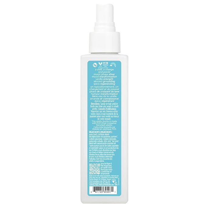 Pacifica Hair Perfume & Body Fragrance Spray Mist - Silver Moon with Vanilla, Almond & Spice – Alcohol-Free, Vegan & Cruelty-Free, 6.5 oz