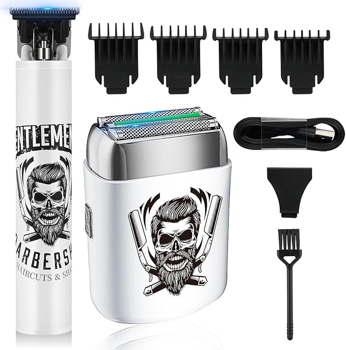 BESTBOMG Professional Hair Trimmer for Men, Beard Trimmer and Cordless Shaver Set, T-Blade Beard Trimmer and Electric Shaver Razor for Men Haircutting Grooming Kit