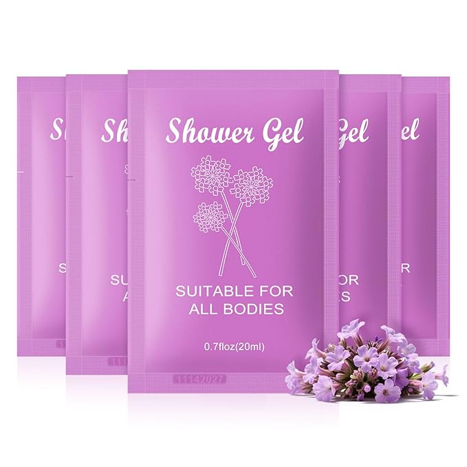 Travel Size Body Wash Bulk,0.7 fl oz (20ml) Small Size Mini body wash,Verbena Scent,Hotel Supplies Bulk for Guests Airbnbs Homes Resorts Offices and Gyms(pack of 50)