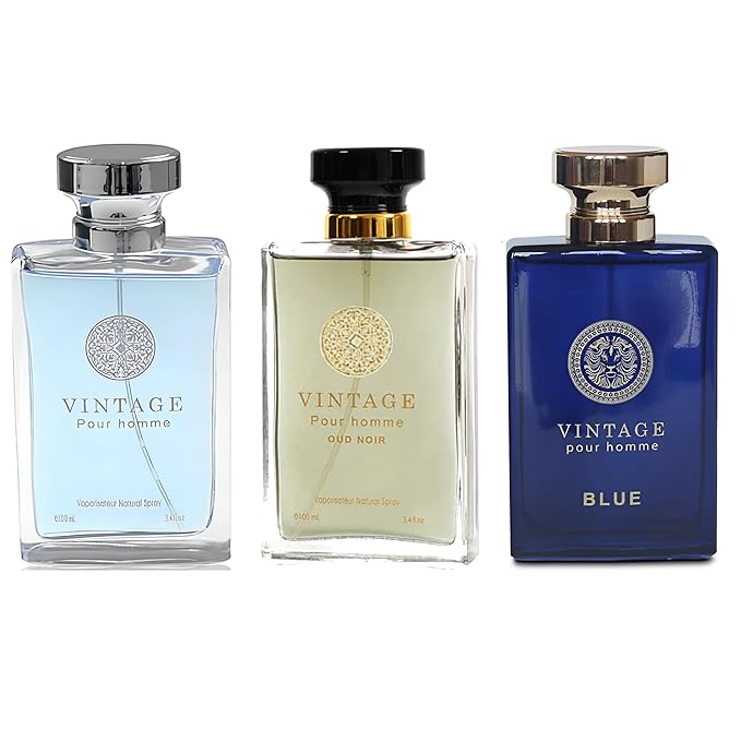 Men's Cologne Vintage Pour Homme Set Wonderful Multi Scent Eau de Toilette Natural Spray Men's Perfume For all Day Used 100ML Each Bottle(3 PCS)