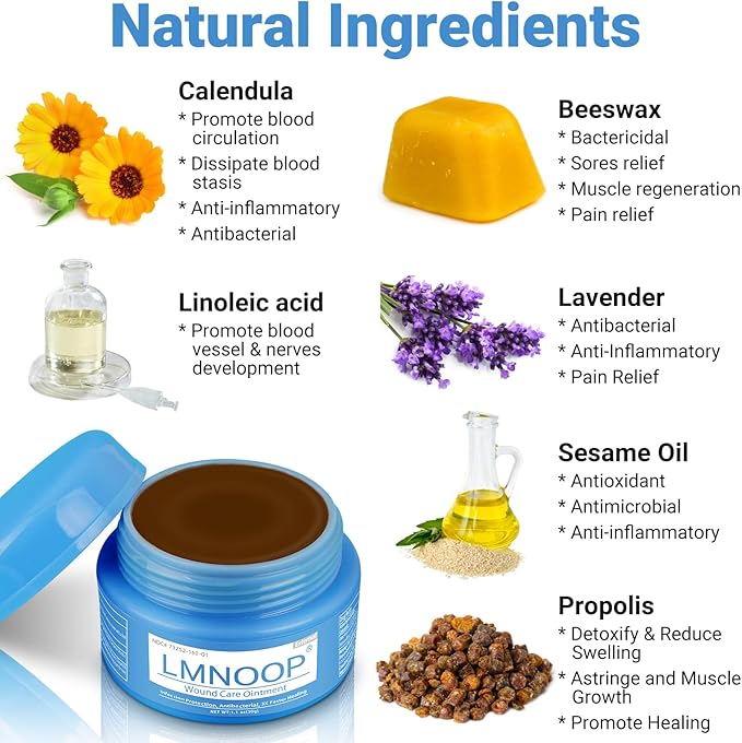 LMNOOP® Wound Care Cream for Infection Ulcers Sores Cuts Scrapes Burns Bites Surgical Open & Deep Wounds and Various Wound, First Aid Skin Repair Ointment for Hard to Heal Wounds on Back Leg Buttock