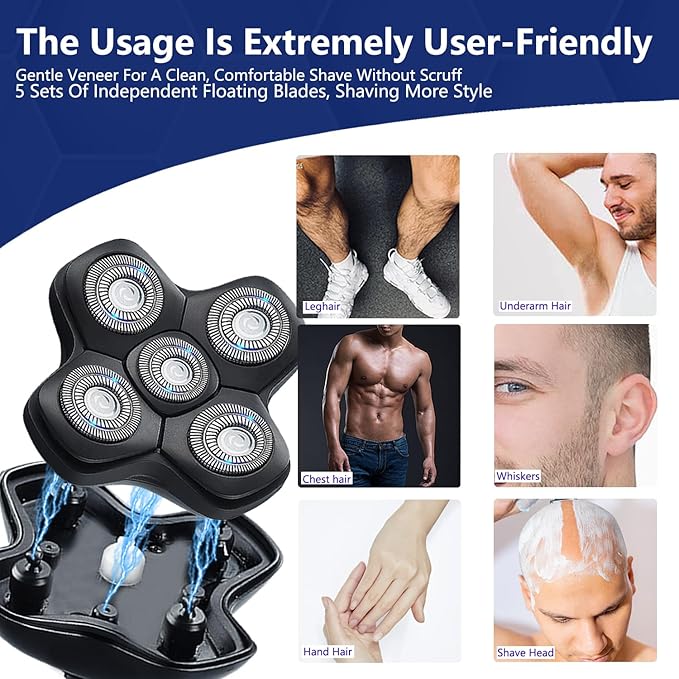 WAHFOX 5 Blades Magnetic Shaver Replacement heads for SKULL SHAVER HEAD SHAVER