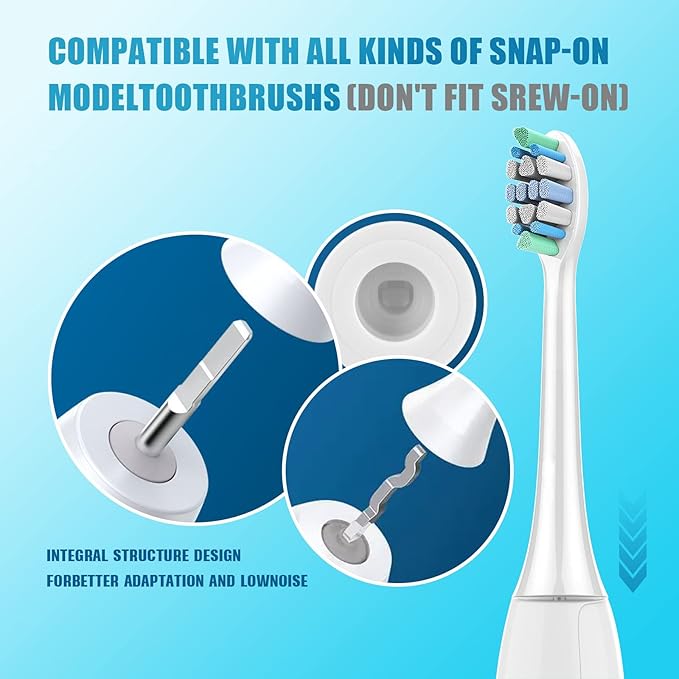 Replacement Toothbrush Heads for Philips Sonicare：8 Pack Soft Replacement Electric Brush Head Compatible with Phillips Sonicare Snap-on System