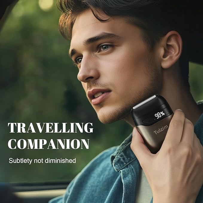 Tulzim Electric Foil Shaver for Men: Cordless Electric Razor for Face & Beard - 3 Floating Blades, 100-Min Runtime, USB-C Fast Charge, IPX7 Waterproof for Travel,Matte Brown
