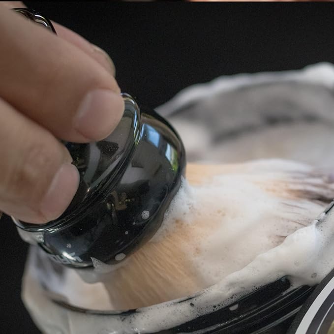Fan Wu Shaving Brush for Men – Nylon, Resin Handle, Wet Shave with Cream or Soap – Compatible with Safety, Double Edge & Straight Razors
