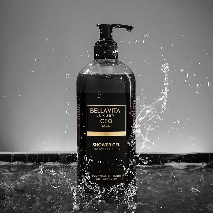 Bella Vita Luxury CEO MAN Body Wash Refreshing Shower Gel for Deep Cleansing, Hydrating & Moisturising Skin with Aloe Vera & Charcoal Powder 500 Ml