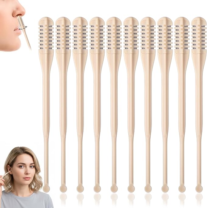 10Pcs 2-in-1 Nasal Hair Cutter Double Sided Nose Hair Trimmer Cutter 360° Rotating Nostril Hairs Removal Tool Portable Trimmer for Men Women Travel Essentials