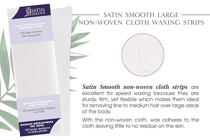 Satin Smooth Non-Woven Cloth Waxing Strips, Large, 100 ct x 1 pack