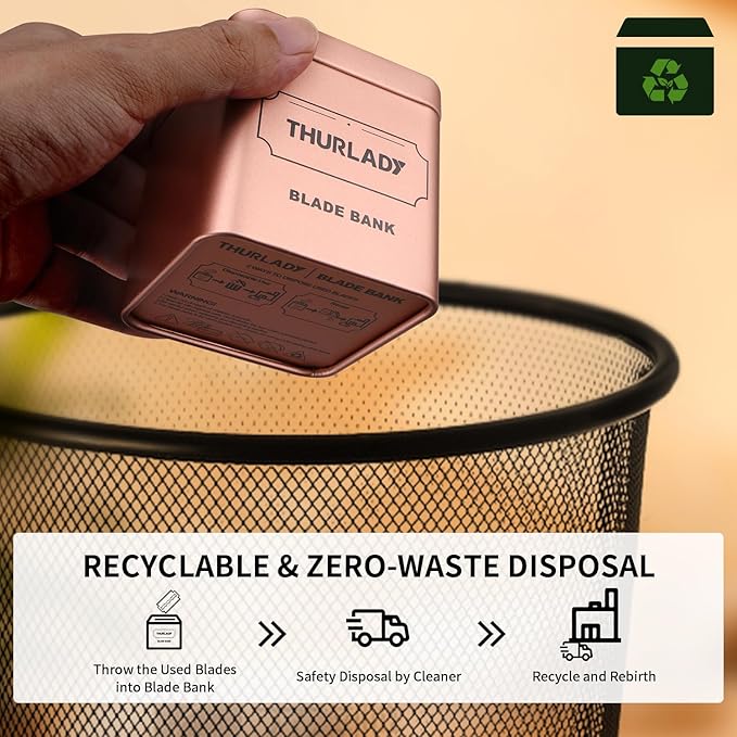 Razor Blade Disposal Container, Rose Gold, Large Capacity, Holds Over 500 Blades, Safe & Recyclable