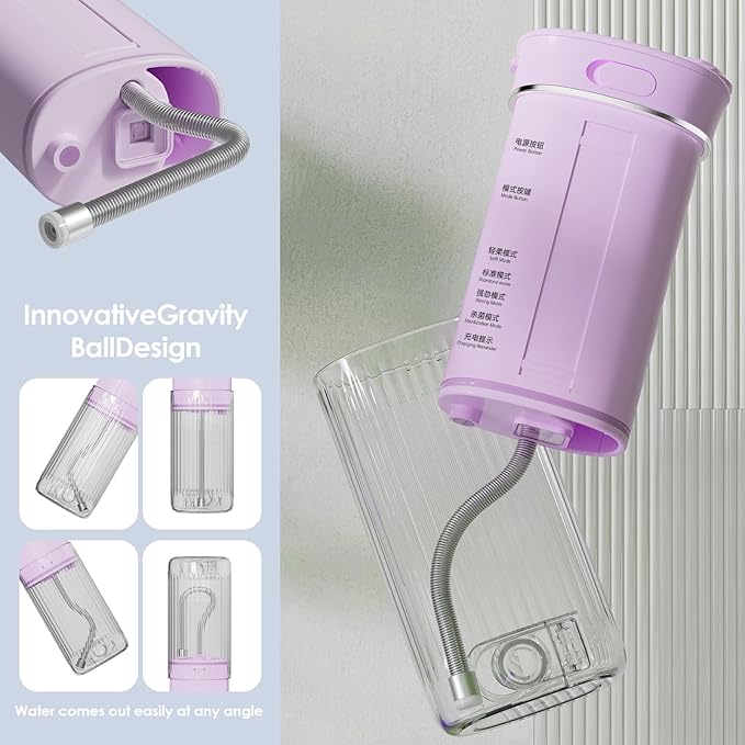 Portable Eco-Friendly Water Flosser 225ML Long-Lasting Endurance Travel Oral Irrigator for Gum Care/Implants/Braces (Pink)
