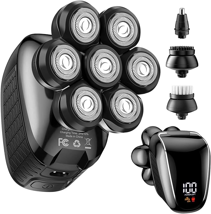 Head Shavers for Bald Men: 5-in-1 Electric Razor - Waterproof Wet Dry Shaving - Professional Grooming Kit for Balder - Rechargeable Head Shavers Valentine's Day Gifts (Light Black)