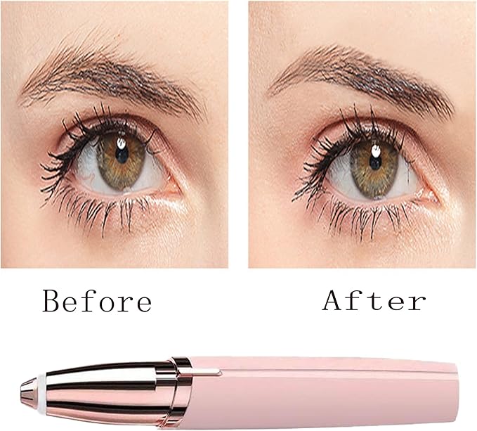 Portable USB Rechargeable Electric Eyebrow Hair Trimmer for Women - Precision Trimmer with Light, Painless Precision - Eyebrow Hair Remover for Face, Lip, Hand, Leg, etc. (Pink, Multi-color)