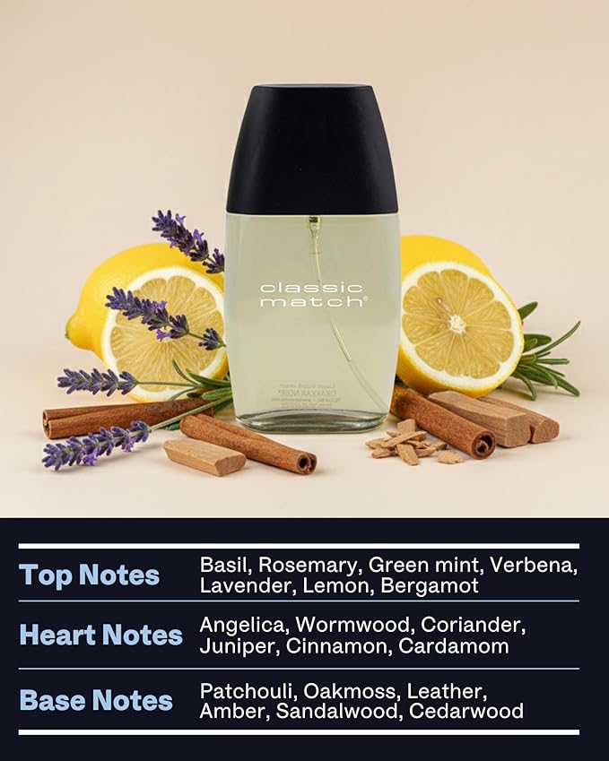 PB ParfumsBelcam CM Noir Eau De Toilette Spray for Men – Fresh Fougere Cologne, Bergamot, Basil, Patchouli, Long-Lasting Scent, Masculine Fragrance – 2.5 Fl Oz