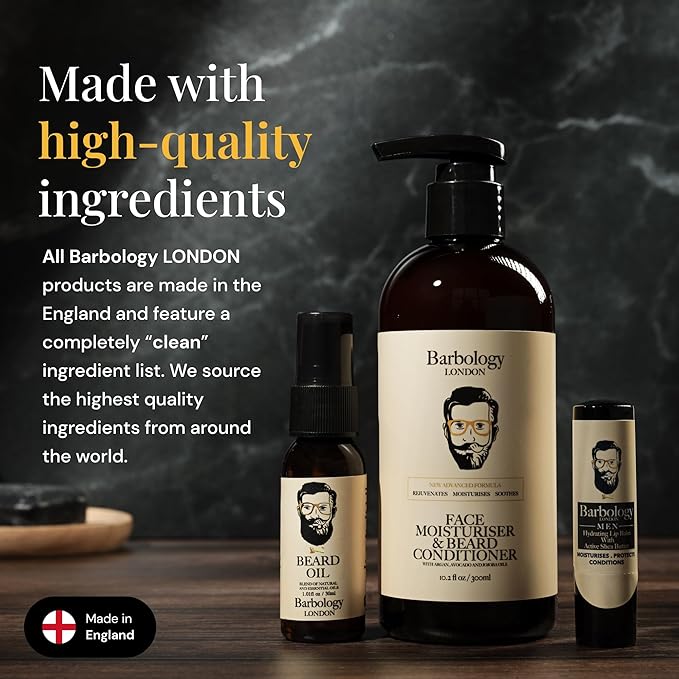 2-in-1 Beard and Face Moisturizer with Jojoba Oil, Argan Oil, and Avocado Oil, Conditions Dry, Itchy and Coarse Facial Hair, 10oz Pump Bottle