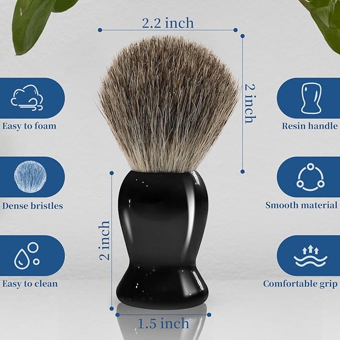 2Pack Badger Hair Shaving Brush - Professional Fast Lather Shaving Cream Brush for Sensitive Skin, Luxury Shave Brush for Men Gift