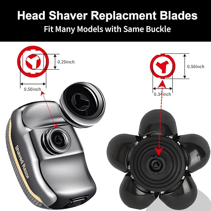 Magnetic Head Shaver Replacement Heads 7 Double Ring Waterproof Rotary Razor Blades for Bald Men Compatible with freebird wyklaus shpavver & Other Brands(black6)