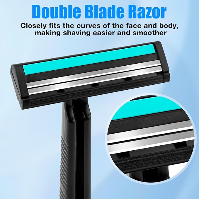 Disposable Razors Bulk for Men 100 Pack, Homeless Supplies Bulk, Twin Blade Mens Safety Travel Supply Shaving Razor, Face Beard Body Shavers for Hotel Camping Bathing (Black)