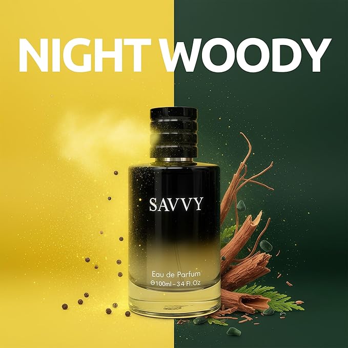 Savvy Long-Lasting Cologne for Men | Bergamot,Lavender,Nutmeg & Papua Vanilla Scent | Eau de Toilette 100ml Spray | Day to Night Fragrance