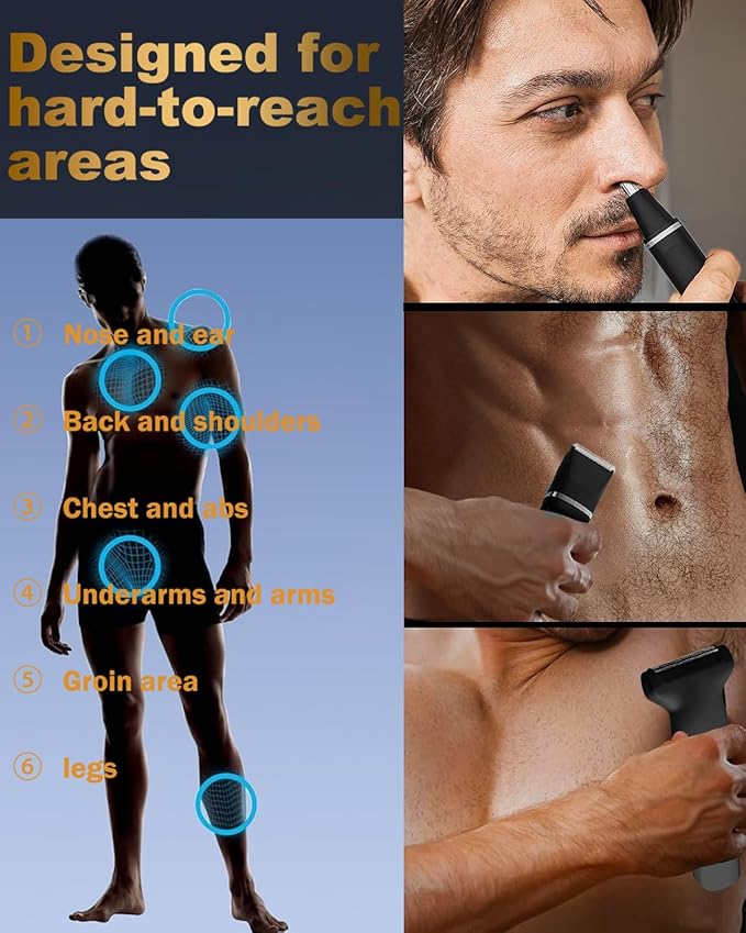 Beard Trimmer for Men,Manscape 3-in-1 Electric Razor Groin Groomer,IPX7 Waterproof Wet/Dry,Versatile Body Hair Trimmer for Ball/Beard/Nose,USB Rechargeable & Nose/Shaves Head,Silver