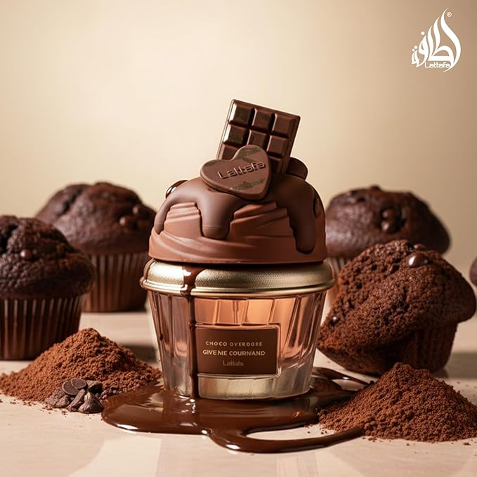 Lattafa Choco Overdose Eau de Parfum, Gourmand Collection, Dark Chocolate Fudge and Caramel Fragrance, 75ml Spray, Sweet and Elegant Give Me Gourmand Collection