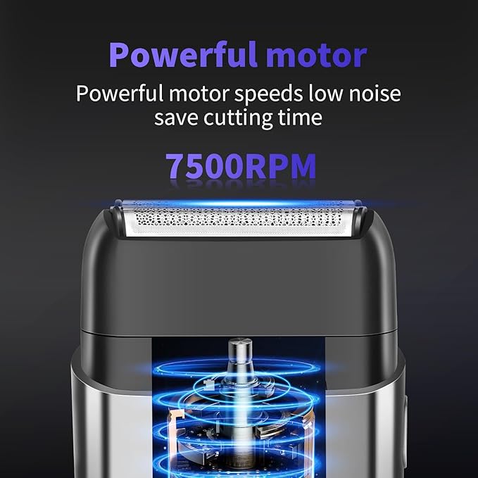 KEMEI Upgraded Foil Shaver, Mini Electric Shavers for Men with USB Type-C Rechargeable, Double Floating Blade Electric Razor for Men and Waterproof with LED KM-T82