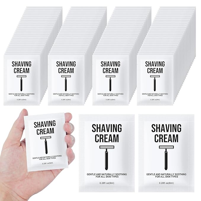 Travel Shaving Cream Bulk for Men 8ml/0.28fl oz,Disposable Shaving Cream in Bulk Individual Travel Shave Cream for Hotel Homeless Charity Home Nursing(Unscented,Pack of 50)
