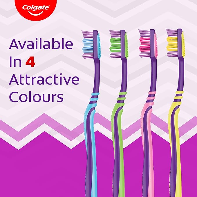 Colgate ZigZag Toothbrush for Deep Inter dental Clean with multi angle zig zag bristles (Medium, Pack of 6)