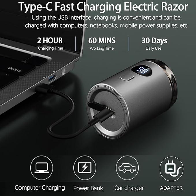 Mini Portable Electric Shaver, 2025 New Upgrade Electric Shavers for Men, USB Rechargeable Waterproof Mini Shaver, Pocket Size Powerful Electrics Razor for Travel Office Business Trip (Gray)