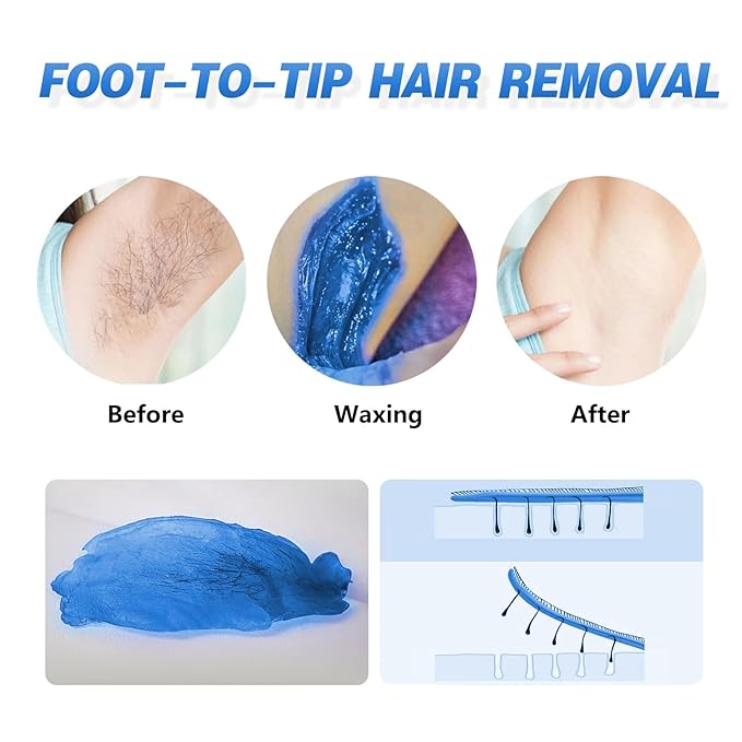 5lb Hard Wax Beads Jumbo Bulk Bag - Blue Stripless Wax Bean Refill for Professional Commercial Salon & At-Home Use, Full Body Hair Removal (Brazilian, Bikini, Face, Underarm, Legs), For Sensitive Skin