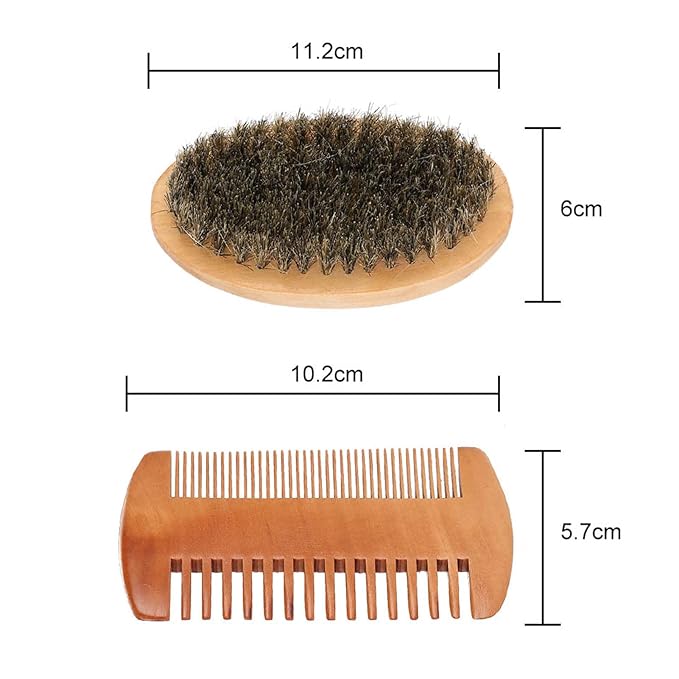Beard Brush Kit, Chazcool Beard Grooming Kit Mustache Oval Brush and Hair Mustache Shaving Brush Facial Hair Brush