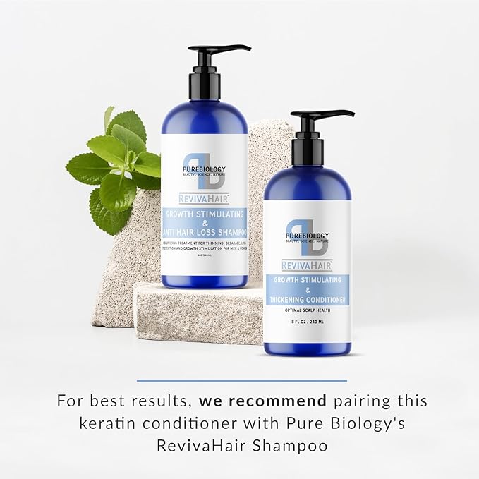 Pure Biology Hair Conditioner for Fine, Damaged Hair - Volumizing Conditioner with Biotin, Keratin, Rosemary and Argan Oils - Moisturizing Conditioner for Dry Hair and Thinning Hair Volume