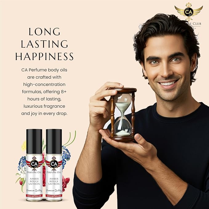 CA Perfume Best Summer Perfume Men Set Impression of (Invincible + Leau Issara Mikai + Guiltiness + Greenish Irish Tweed + Eros) Fragrance Body Oils Essential Travel Size Roll-On (0.3 Fl Oz/10 ml) x5