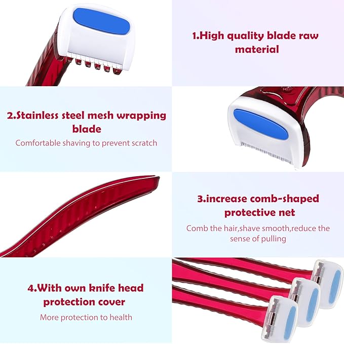 Honoson 12 Pcs Disposable Bikini Razors for Women Bikini Line Trimmer Shaver Small T Type Razor Durable Travel Accessories Pubic Hair Removal Beauty for Body Cosmetic Tool(Dark Blue, Rosy, Dark Pink)