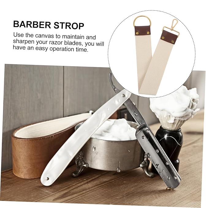 Professional Barber Razor Strop Double Layer Canvas Sharpening Strap for Straight Razors Scissor Blades and Fine Edges and Practical Polishing Tool for Daily Use