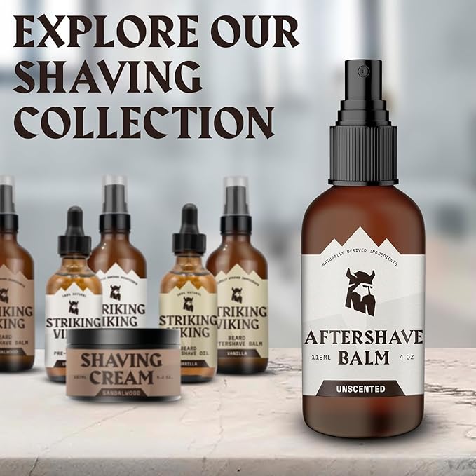 Striking Viking Aftershave Balm - 4 Fl Oz, Pack of 1, Fragrance-Free - Hydrating Post-Shave Balm - Soothing Relief with Unscented After Shave for Men