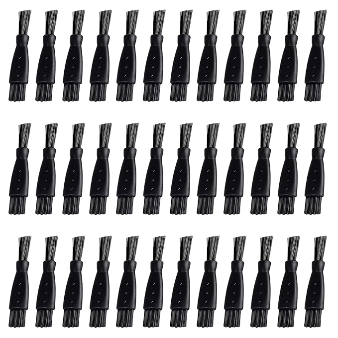 LinMei 36PCS Electric Shaver Cleaning Brush Double-Sided Nylon Bristles with Non-Slip Handle for Razors Trimmers Hair Clippers (Black)