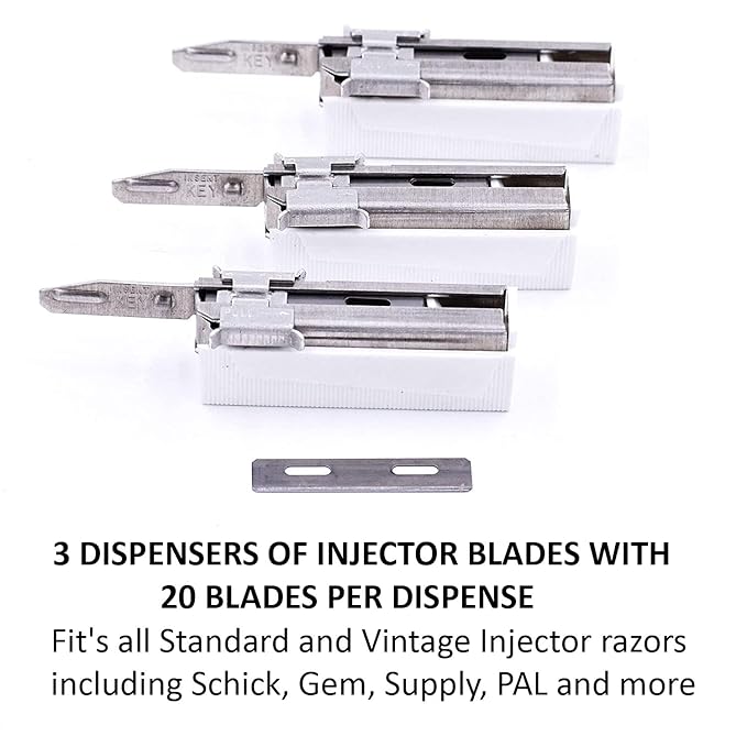 Parker/Taconic Shave 60‑Blade Injector Pack – Polymer‑Coated USA‑Made Blades for Schick, Supply, Gem, Pal, Vintage and Modern Standard Injector Razors