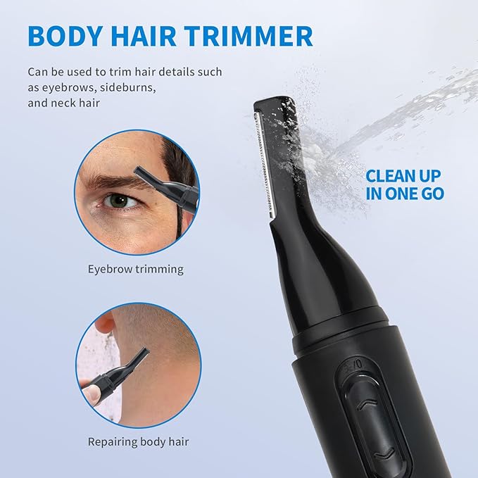 DERUIBAO 2-in-1 Professional Care Set, USB Rechargeable Nose and Ear Hair Trimmer, Beard & Eyebrow Shaver, Men's Personal Care Tool Body Hair Trimming Device Silent Trimming Digital Power Display
