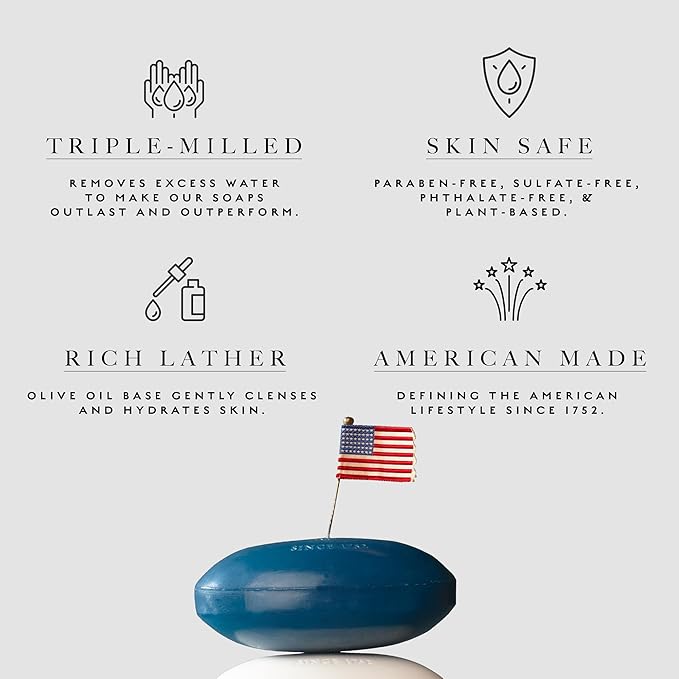 Caswell-Massey Newport & Jockey Club Soap Bar Bundle | Men’s Triple-Milled Soaps | Marine & Classic Scents | Plant-Based, Essential Oils, Made in USA | 2 Bars, 5.8 oz Each