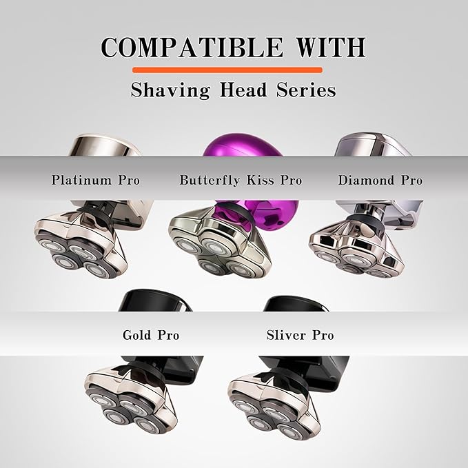 2 Pack Shaver Pro 4 Replacement Heads Compatible with Skulls Pitbulls Series,Gold PRO/Silver PRO/Platinum PRO/Butterfly Kiss PRO Head Shavers,Electric Shaver & Head Shaver Replacement Blade